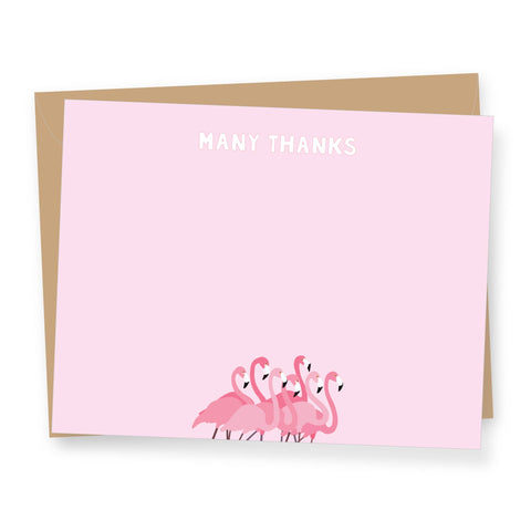 Flamingo Flock Many Thanks - Flat Correspondence Cards: BOX OF 8
