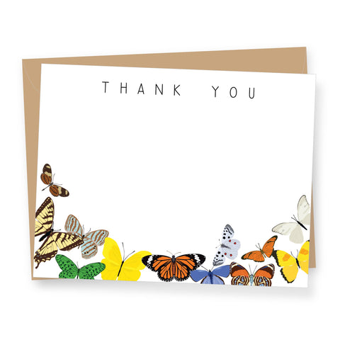 Butterflies Thank You - Flat Correspondence Cards: BOX OF 8
