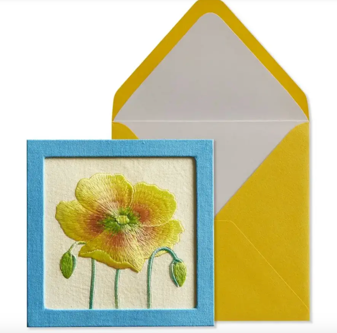 Yellow Embroidered Flower Get Well Card