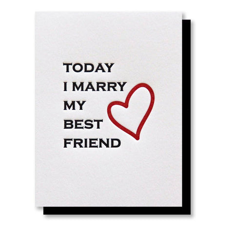 Today I Marry Wedding Day Letterpress Card
