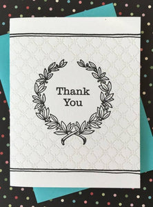 Wreath Thank You - letterpress card