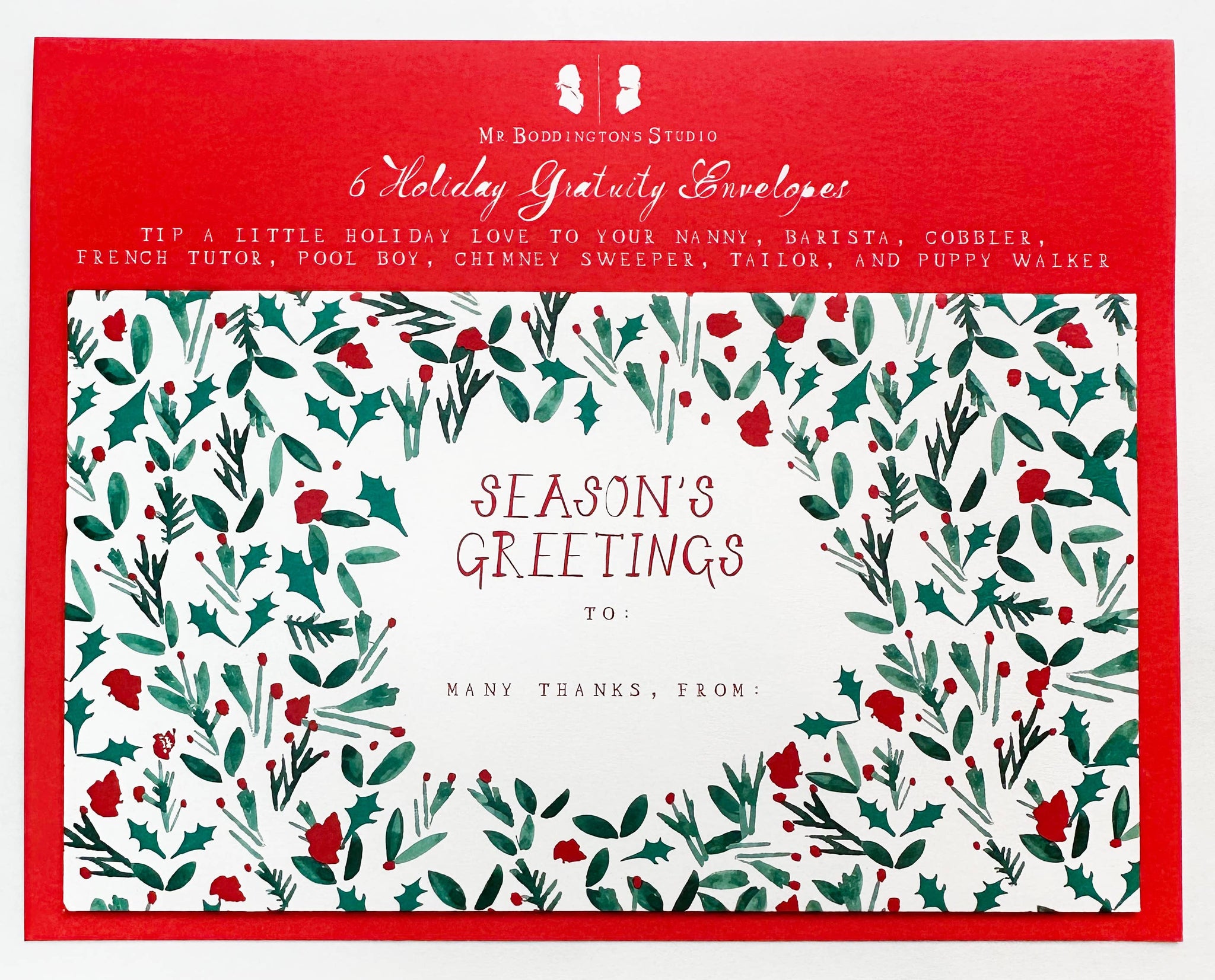 Mr. Boddington's Holiday Gratuity Envelope Set