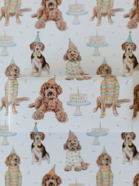 Birthday Dogs Gift Wrap: Single Sheet