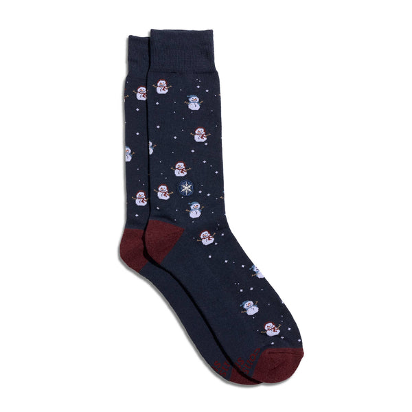 Socks that Give Water (Navy Snowmen): Medium