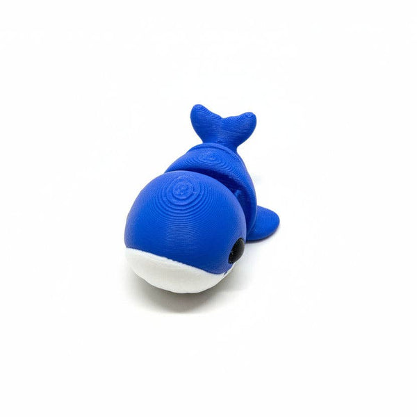 Whale (Blue/White) • Mini 3D Printed Articulated Animal • Flexi Animals • Pocket Pets • Pocket Pals • Desk Pets [2025]