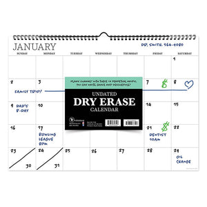 Undated 17" x 12" Dry Erase Medium Wire-o Hanging Wall Calendar