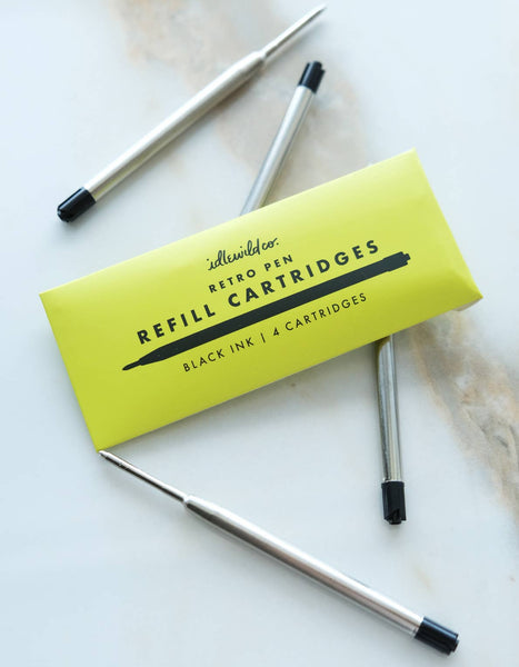 Retro Pen Refills | Black Ink, 4 Cartridges
