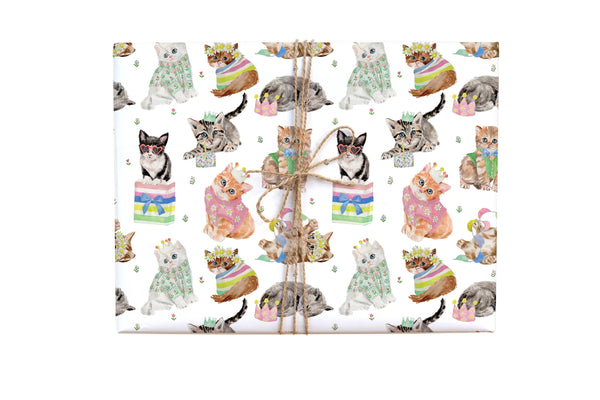 Birthday Cat Gift Wrap: Single Sheet