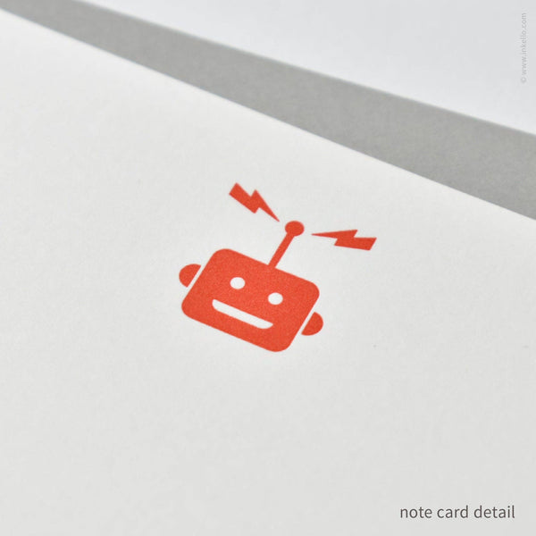 Flat Note Card Set with Red Robot (#502)