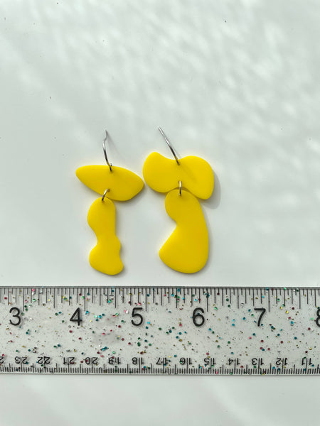 Unique Lightweight Mismatched Yellow Acrylic Fun Earrings