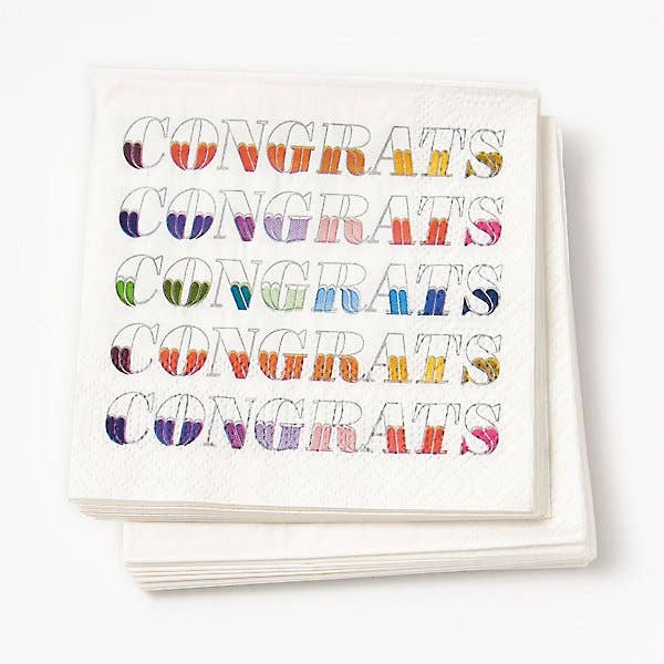 Colorful Congrats Party Cocktail Napkin