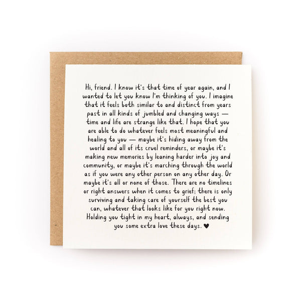 Hard Anniversary Sympathy Card - Letterpress Printed