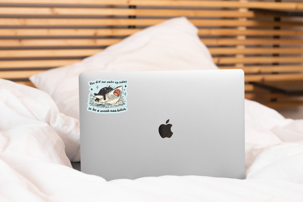 You Did Not Wake Up Today Sticker - shark, black cat, funny