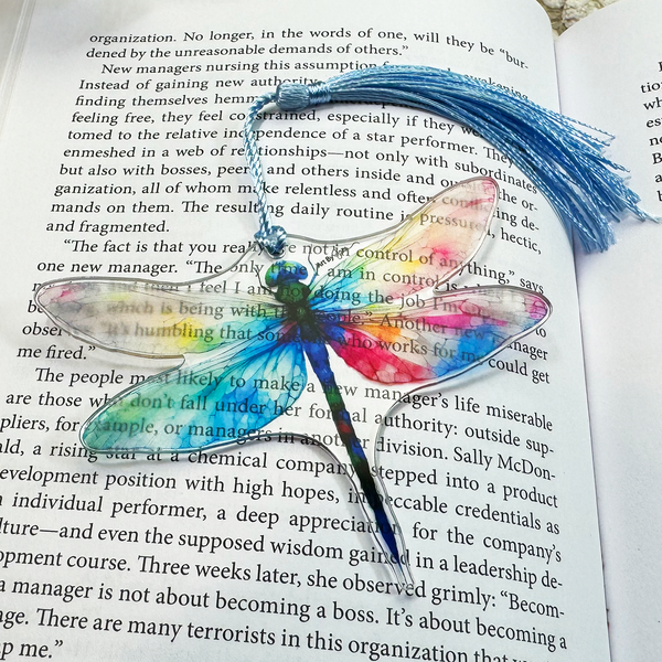 Acrylic Dragonfly Bookmark with Tassel