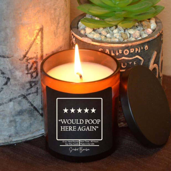 5 Star Funny Bathroom Candle - Pick Scent - Soy Wax Candles: Teakwood & Tobacco
