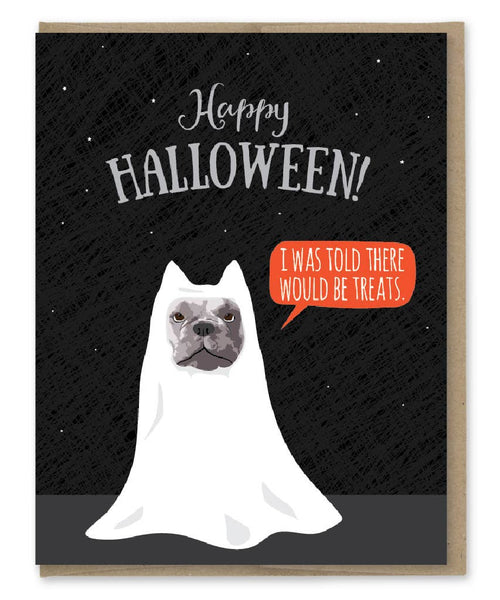 Treats French Bulldog Halloween Card
