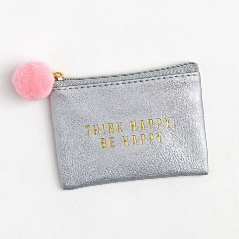 Think Happy Silver Pouch