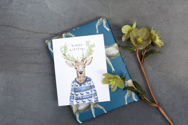 Festive Reindeer Greeting Card Box Set