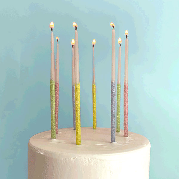 Glitter Wish 6" Beeswax Candle - Singles: Multi-Color - Asst of Colors