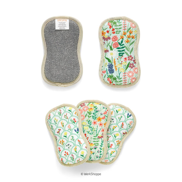 Wildflowers Microfiber Scrubbie Set, Dual-Side Cleaning Pads