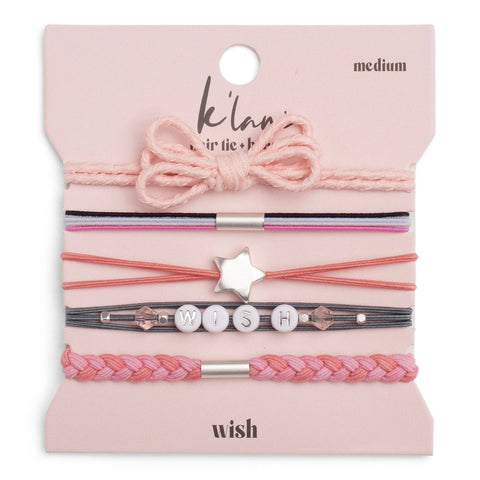 "Wish" Silver Star Hair Tie Bracelets: Medium