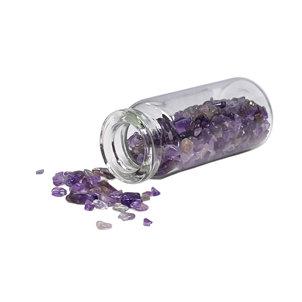 Amethyst Crystal Pieces in a Glass Jar, Healing Gift