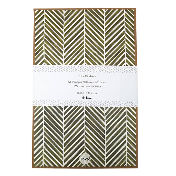 Green Herringbone Letter Writing Stationery Set