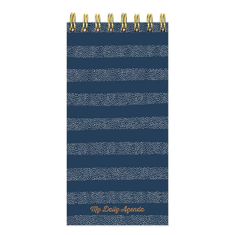 Blue Boho Stripe Daily Agenda: Open Dated / 4 x 8