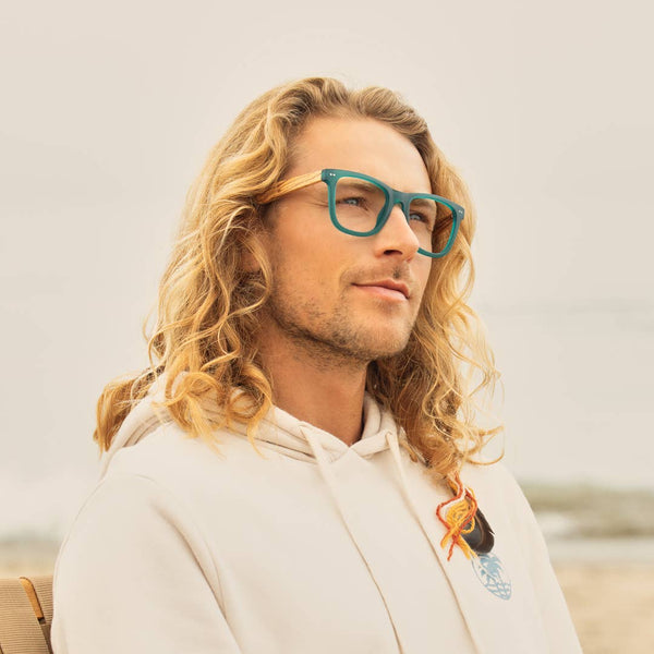 Seaglass-Matte Teal /Walnut Wood /Blue Light Lens: 1.25