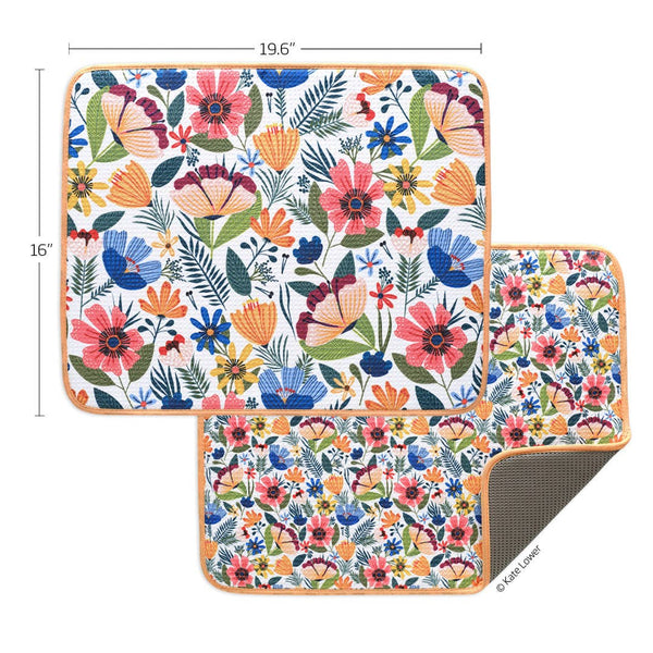 Field Of Flowers Microfiber Dish Drying Mats, Spring Decor