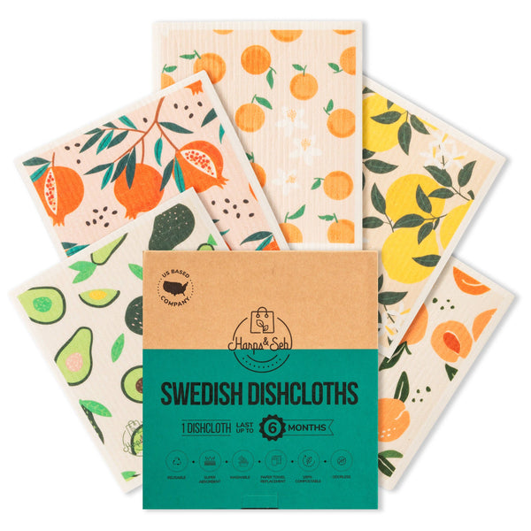 5 Pack - Lemon Kiss Swedish Dishcloth Set