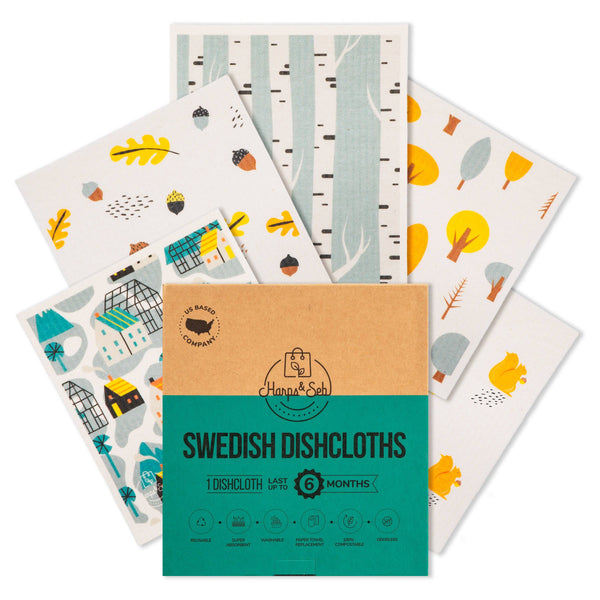 5 Pack - Home Sweet Home Swedish Dishcloth Set