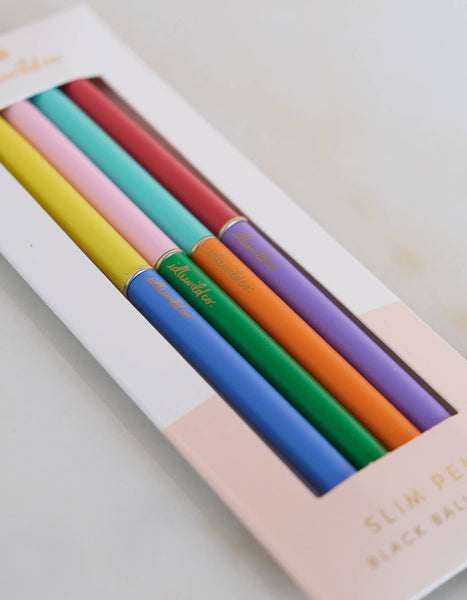 Rainbow Duo Tone Slim Pen, Set of Four