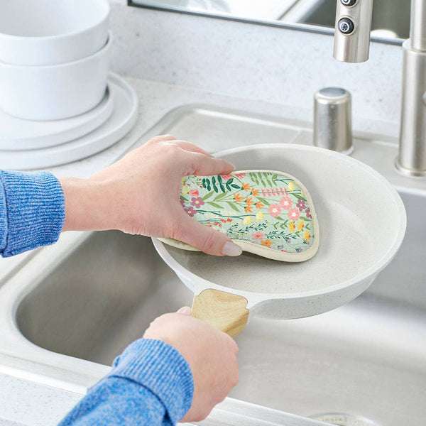 Wildflowers Microfiber Scrubbie Set, Dual-Side Cleaning Pads