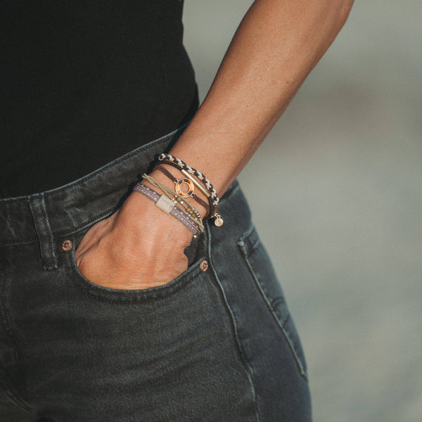 "Ember" Tortoise Shell Ring Charm with gold, browns and neutrals.: Medium