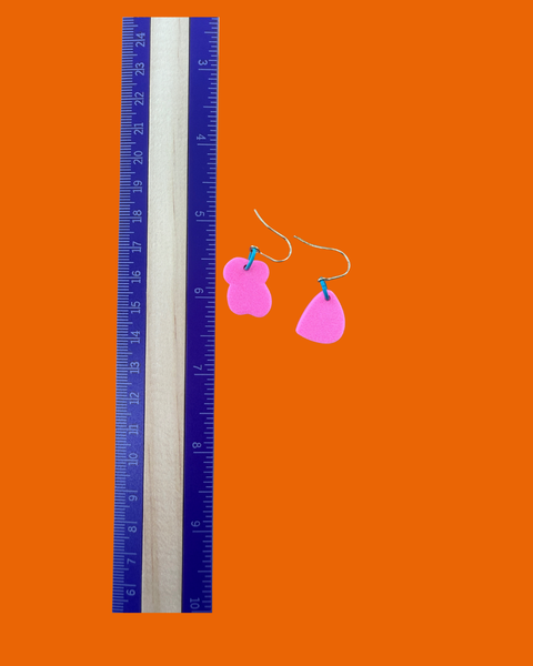Small Pink Mismatched Lightweight Modern Funky Earrings
