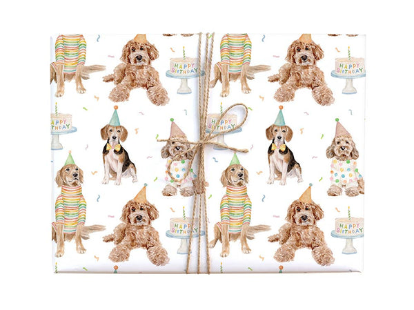 Birthday Dogs Gift Wrap: Single Sheet