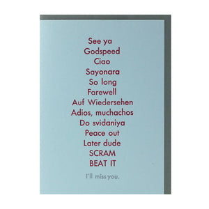 Goodbye Aa Farewell — Goodbye Farewell Letterpress Greeting Card – RSVPNotes.com