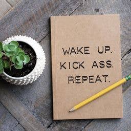 Wake Up Kick Ass Repeat Kraft Notebook With 60 Lined Sheets