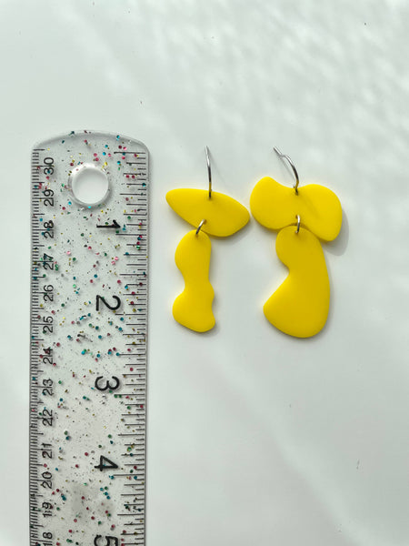 Unique Lightweight Mismatched Yellow Acrylic Fun Earrings