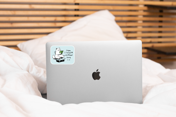 Oops I Bought Another Book Sticker - cat, cute, funny, shop