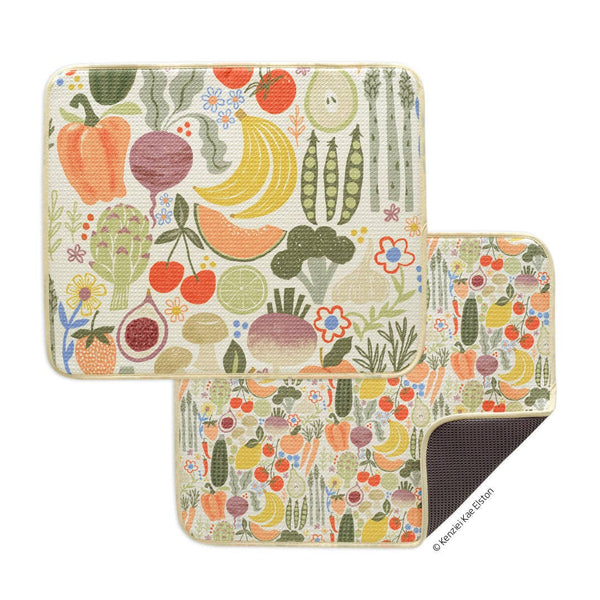 Farm Stand Microfiber Dish Drying Mats, Machine Washable