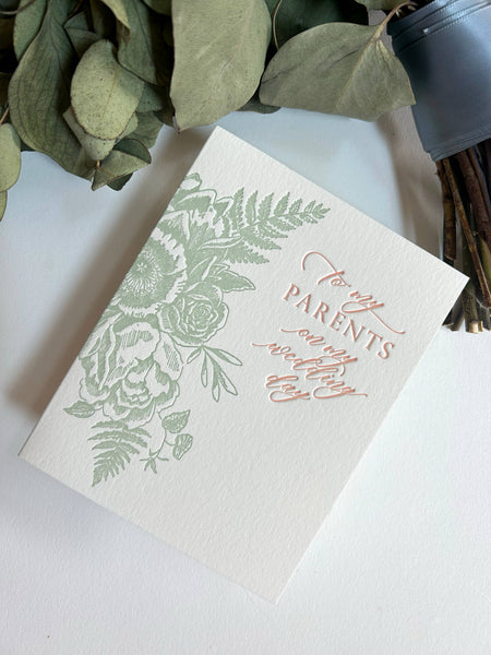 To My Parents On My Wedding Day Letterpress Card