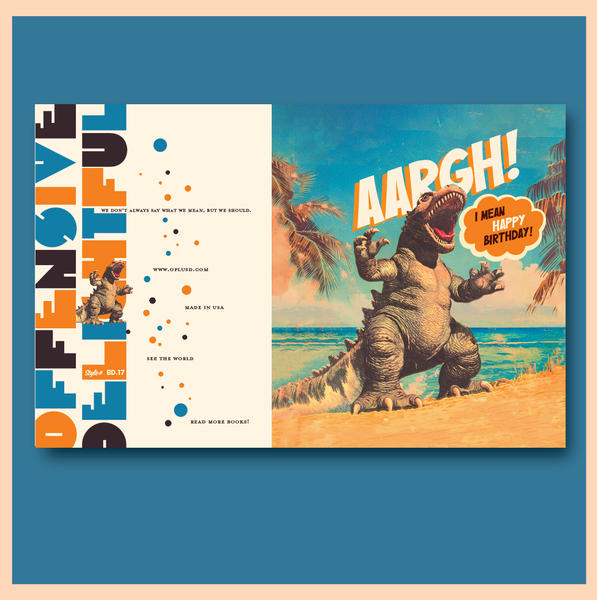 GODZILLA BEACH birthday card