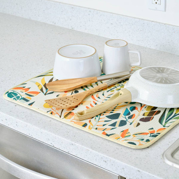 Colorful Leaves Microfiber Dish Drying Mats, Eco Friendly