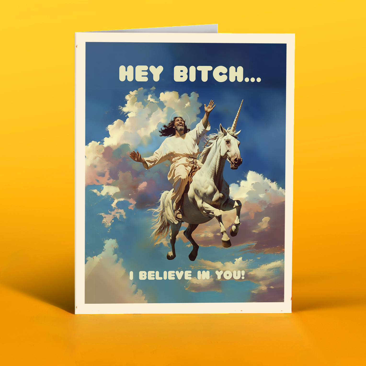 JESUS UNICORN funny greeting card