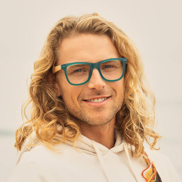 Seaglass-Matte Teal /Walnut Wood /Blue Light Lens: 1.75