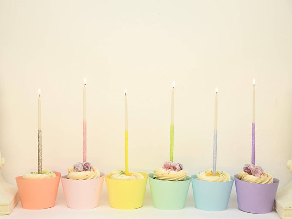 Glitter Wish 6" Beeswax Candle - Singles: Multi-Color - Asst of Colors