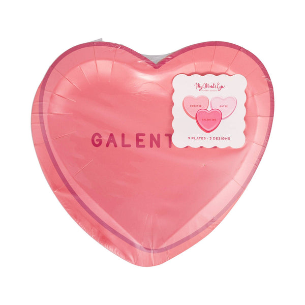 Pink Conversation Hearts Paper Plate Set (9 ct)