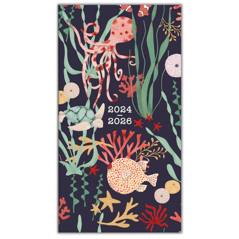 2025 Under the Sea Two-Year-Plus Pocket Planner: Lay-Flat Binding / Weekly / English